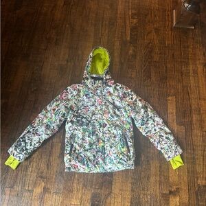 GUC Spyder Multicolor Kids Ski Jacket with zip off hood Girls sz 12-14
